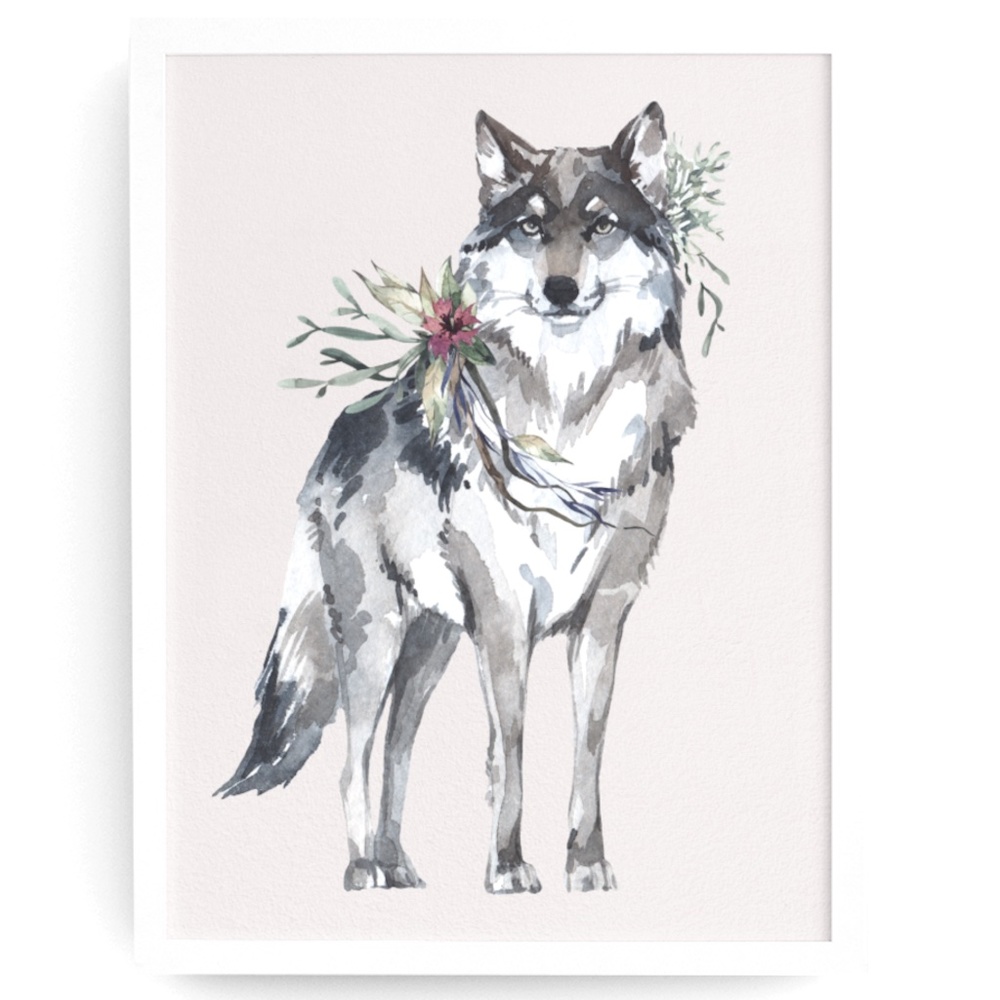 Wall Art Watercolor Wolf Portrait Illustration Print Poster Unframed - Picture 1 of 16